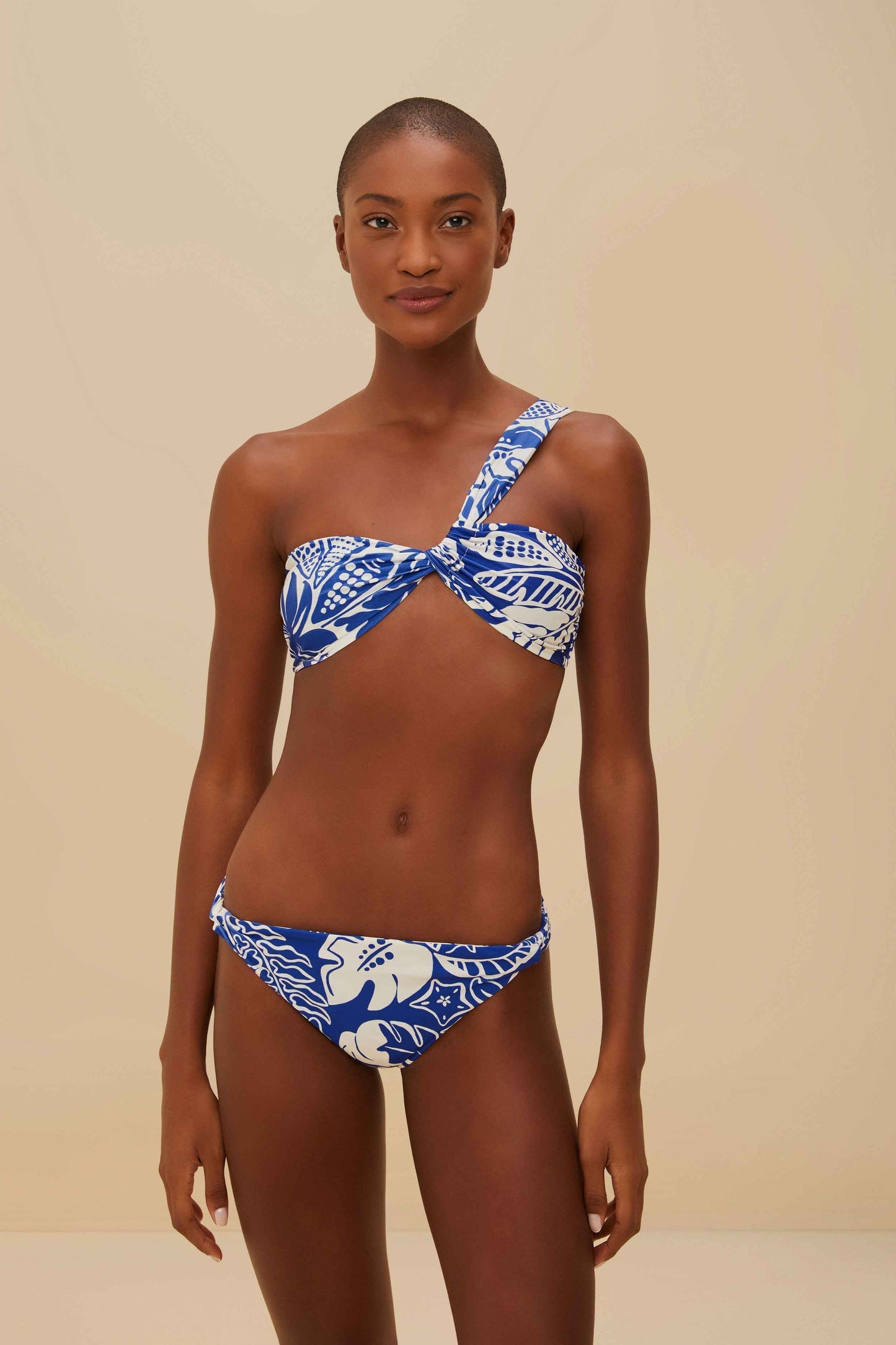 Off-White River Nature One-Shoulder Bikini Top | FARM Rio Outlet