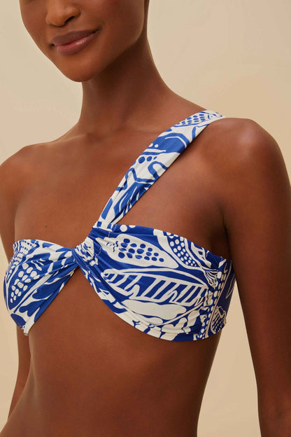 Off-White River Nature One-Shoulder Bikini Top | FARM Rio Outlet