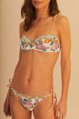 Off-White Sweet Bloom Side Tie Bikini Bottom | FARM Rio On Sale